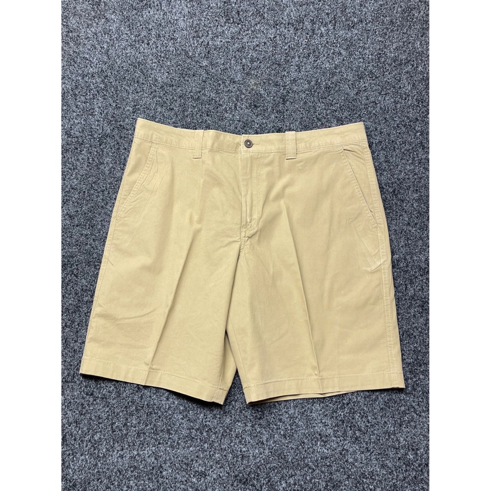 Magellan Outdoors Mens Khaki Tan Flat Front Casual Shorts Size 36W Fishing